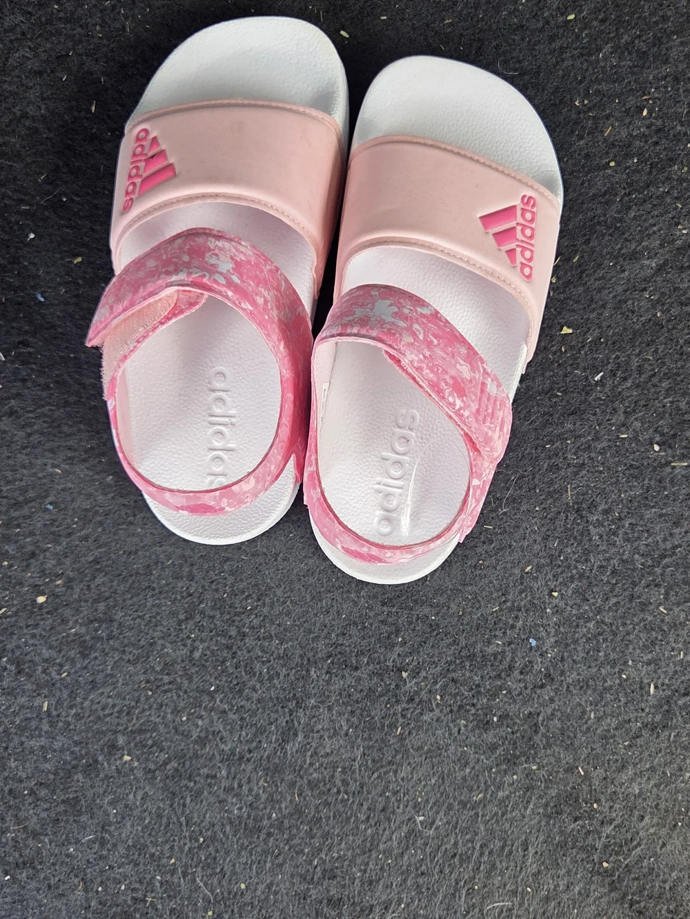 adidas Kids Pink and White Velcro Strap Sandals